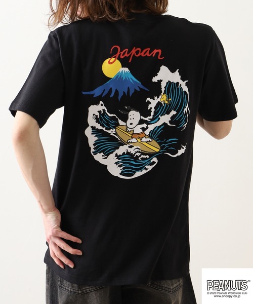 PEANUTS（ピーナッツ）の「PEANUTS 波柄 刺繍 天竺半袖Tシャツ（Tシャツ/カットソー・レディース・ブラック/オフホワイト・LL/S/M/L）」の14枚目の写真