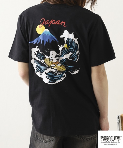 PEANUTS（ピーナッツ）の「PEANUTS 波柄 刺繍 天竺半袖Tシャツ（Tシャツ/カットソー・レディース・ブラック/オフホワイト・LL/S/M/L）」の13枚目の写真