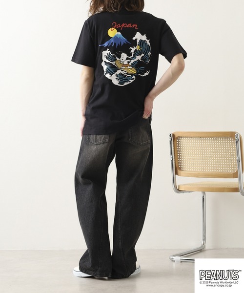 PEANUTS（ピーナッツ）の「PEANUTS 波柄 刺繍 天竺半袖Tシャツ（Tシャツ/カットソー・レディース・ブラック/オフホワイト・LL/S/M/L）」の10枚目の写真