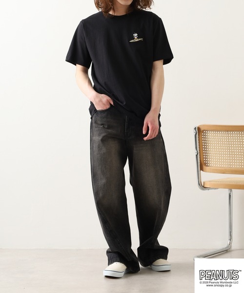 PEANUTS（ピーナッツ）の「PEANUTS 波柄 刺繍 天竺半袖Tシャツ（Tシャツ/カットソー・レディース・ブラック/オフホワイト・LL/S/M/L）」の12枚目の写真