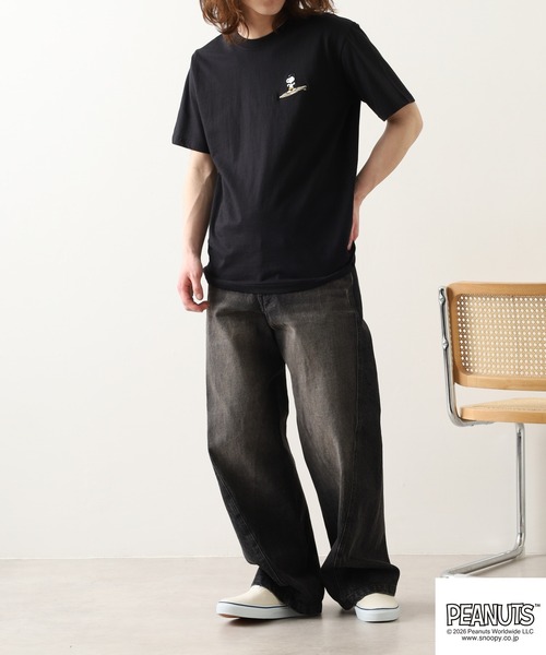 PEANUTS（ピーナッツ）の「PEANUTS 波柄 刺繍 天竺半袖Tシャツ（Tシャツ/カットソー・レディース・ブラック/オフホワイト・LL/S/M/L）」の11枚目の写真