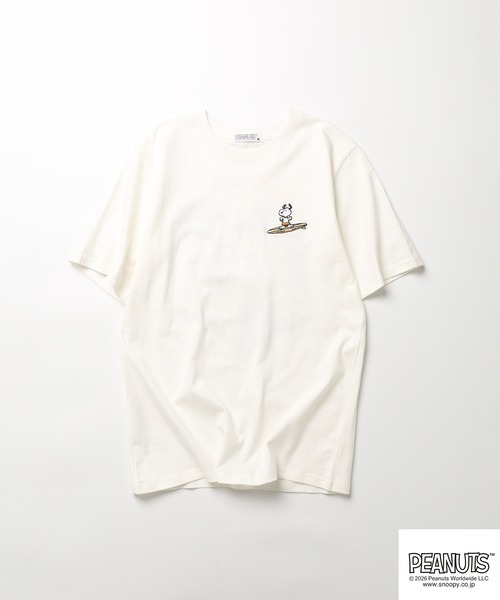 PEANUTS（ピーナッツ）の「PEANUTS 波柄 刺繍 天竺半袖Tシャツ（Tシャツ/カットソー・レディース・ブラック/オフホワイト・LL/S/M/L）」の7枚目の写真