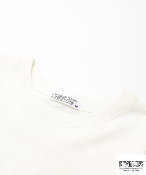 PEANUTS（ピーナッツ）の「PEANUTS 波柄 刺繍 天竺半袖Tシャツ（Tシャツ/カットソー・レディース・ブラック/オフホワイト・LL/S/M/L）」の6枚目の写真
