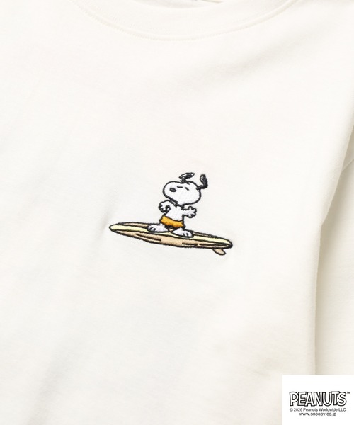PEANUTS（ピーナッツ）の「PEANUTS 波柄 刺繍 天竺半袖Tシャツ（Tシャツ/カットソー・レディース・ブラック/オフホワイト・LL/S/M/L）」の5枚目の写真