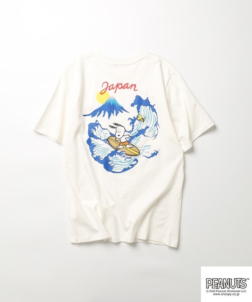 PEANUTS（ピーナッツ）の「PEANUTS 波柄 刺繍 天竺半袖Tシャツ（Tシャツ/カットソー・レディース・ブラック/オフホワイト・LL/S/M/L）」の3枚目の写真