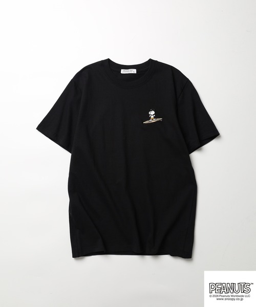 PEANUTS（ピーナッツ）の「PEANUTS 波柄 刺繍 天竺半袖Tシャツ（Tシャツ/カットソー・レディース・ブラック/オフホワイト・LL/S/M/L）」の9枚目の写真