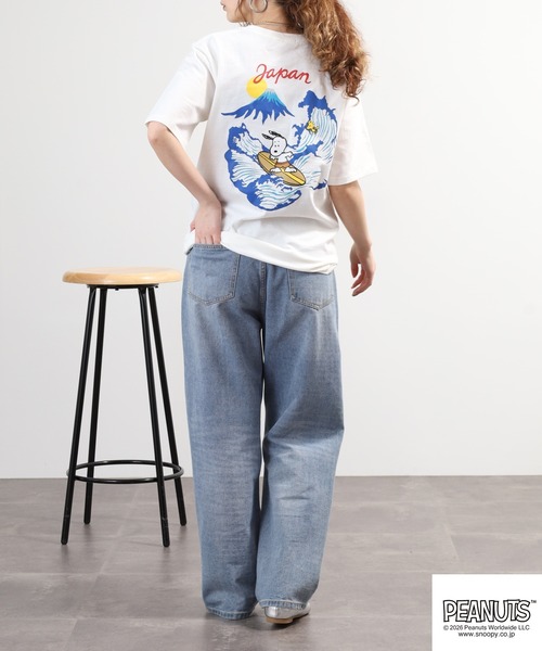 PEANUTS（ピーナッツ）の「PEANUTS 波柄 刺繍 天竺半袖Tシャツ（Tシャツ/カットソー・レディース・ブラック/オフホワイト・LL/S/M/L）」の19枚目の写真