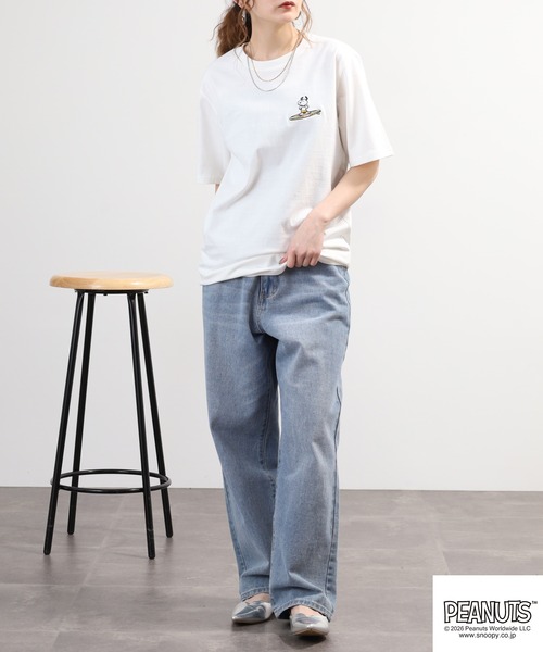 PEANUTS（ピーナッツ）の「PEANUTS 波柄 刺繍 天竺半袖Tシャツ（Tシャツ/カットソー・レディース・ブラック/オフホワイト・LL/S/M/L）」の22枚目の写真
