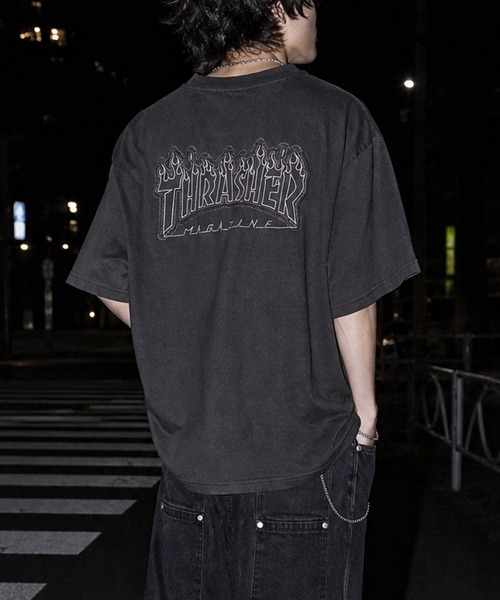 THRASHER(スラッシャー)の「【at】〔THRASHER/スラッシャー〕ZOZO限定 フレイムロゴアップリケ スウェットTシャツ セットアップ展開有(Tシャツ/カットソー・メンズ・チャコールグレー/ブラック/アッシュグレー・X-LARGE/LARGE/MEDIUM)」の2枚目の写真