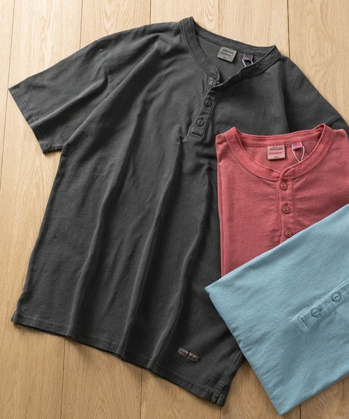 Goodwear(グッドウェア)の「【h】〔Goodwear/グッドウェア〕USAコットン ヘビーウェイト ヘンリーネック ピグメント半袖Tシャツ/無地T(Tシャツ/カットソー・メンズ・ライトブルー/チャコールグレー/ピンク・SMALL/LARGE/MEDIUM)」の2枚目の写真