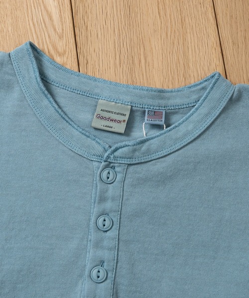 Goodwear(グッドウェア)の「【h】〔Goodwear/グッドウェア〕USAコットン ヘビーウェイト ヘンリーネック ピグメント半袖Tシャツ/無地T(Tシャツ/カットソー・メンズ・ライトブルー/チャコールグレー/ピンク・SMALL/LARGE/MEDIUM)」の4枚目の写真