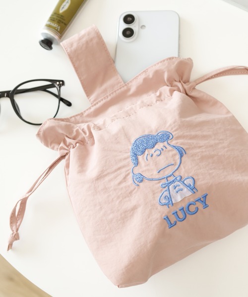 SNOOPY(スヌーピー)の「SNOOPY スヌーピー 巾着トートバッグ 刺繍 アップリケ(トートバッグ・レディース・ブラック/ブルー/グレー/グリーン/ピンク・FREE)」の5枚目の写真