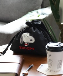 SNOOPY スヌーピー 巾着トートバッグ 刺繍 アップリケ