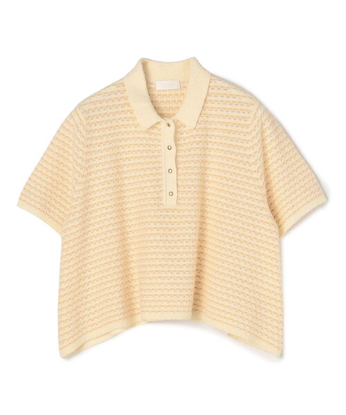 BALLSEY(ボールジィ)の「ファインファンシーボーダー ワイドショートポロ(ニット/セーター・レディース・ベージュ系その他/ネイビー・S)」の2枚目の写真