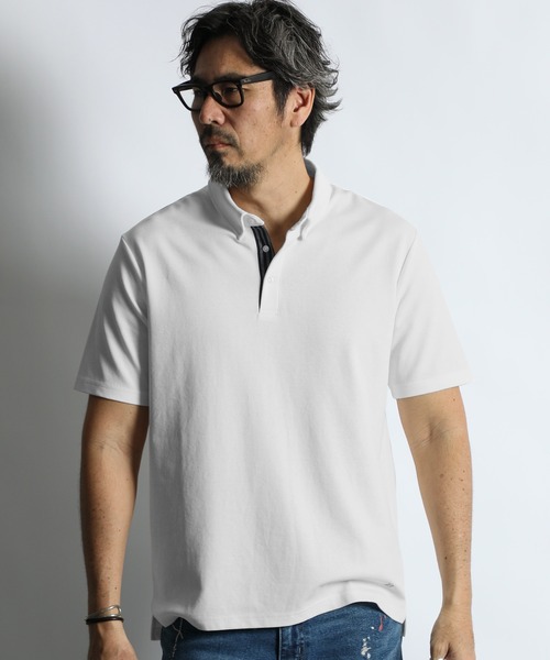 The DUFFER of ST.GEORGE(ザダファーオブセントジョージ)の「'COOLFIBER' PLATING FUNCTIONAL SMART POLO:吸水速乾・防シワ クールファイバー 台衿付 ボタンダウン ビジカジ 綺麗目ポロシャツ(ポロシャツ・メンズ・チャコールグレー/ブラック/ホワイト/ネイビー・X-LARGE/LARGE/MEDIUM/SMALL)」の2枚目の写真