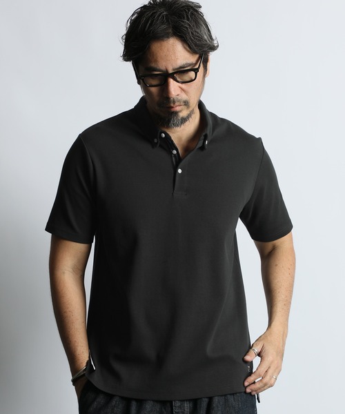 The DUFFER of ST.GEORGE(ザダファーオブセントジョージ)の「'COOLFIBER' PLATING FUNCTIONAL SMART POLO:吸水速乾・防シワ クールファイバー 台衿付 ボタンダウン ビジカジ 綺麗目ポロシャツ(ポロシャツ・メンズ・チャコールグレー/ブラック/ホワイト/ネイビー・X-LARGE/LARGE/MEDIUM/SMALL)」の3枚目の写真