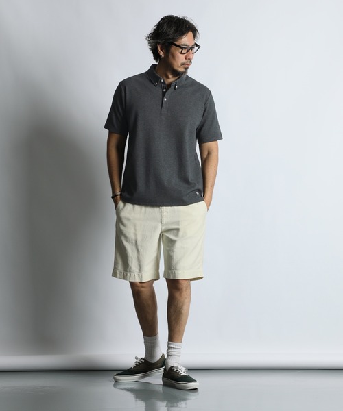 The DUFFER of ST.GEORGE(ザダファーオブセントジョージ)の「'COOLFIBER' PLATING FUNCTIONAL SMART POLO:吸水速乾・防シワ クールファイバー 台衿付 ボタンダウン ビジカジ 綺麗目ポロシャツ(ポロシャツ・メンズ・チャコールグレー/ブラック/ホワイト/ネイビー・X-LARGE/LARGE/MEDIUM/SMALL)」の10枚目の写真