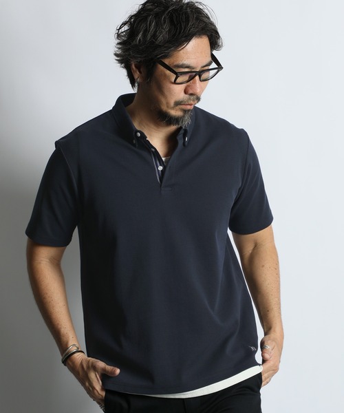 The DUFFER of ST.GEORGE(ザダファーオブセントジョージ)の「'COOLFIBER' PLATING FUNCTIONAL SMART POLO:吸水速乾・防シワ クールファイバー 台衿付 ボタンダウン ビジカジ 綺麗目ポロシャツ(ポロシャツ・メンズ・チャコールグレー/ブラック/ホワイト/ネイビー・X-LARGE/LARGE/MEDIUM/SMALL)」の11枚目の写真