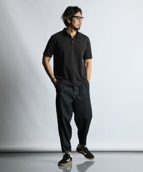 The DUFFER of ST.GEORGE(ザダファーオブセントジョージ)の「'COOLFIBER' PLATING FUNCTIONAL SMART POLO:吸水速乾・防シワ クールファイバー 台衿付 ボタンダウン ビジカジ 綺麗目ポロシャツ(ポロシャツ・メンズ・チャコールグレー/ブラック/ホワイト/ネイビー・X-LARGE/LARGE/MEDIUM/SMALL)」の8枚目の写真