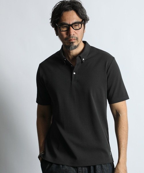The DUFFER of ST.GEORGE(ザダファーオブセントジョージ)の「'COOLFIBER' PLATING FUNCTIONAL SMART POLO:吸水速乾・防シワ クールファイバー 台衿付 ボタンダウン ビジカジ 綺麗目ポロシャツ(ポロシャツ・メンズ・チャコールグレー/ブラック/ホワイト/ネイビー・X-LARGE/LARGE/MEDIUM/SMALL)」の7枚目の写真