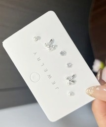 【MASHIRO】リボン アクリルパール＆ストーンピアス6点セット（MA/EK339)