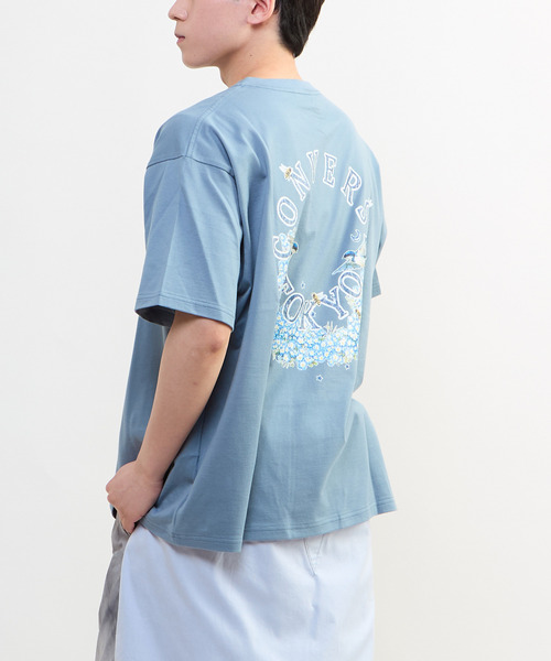 CONVERSE TOKYO(コンバーストウキョウ)の「CIRCLE FLOWER LOGO TEE(Tシャツ/カットソー・レディース・ホワイト/サックスブルー/ブラック・SMALL/MEDIUM)」の4枚目の写真