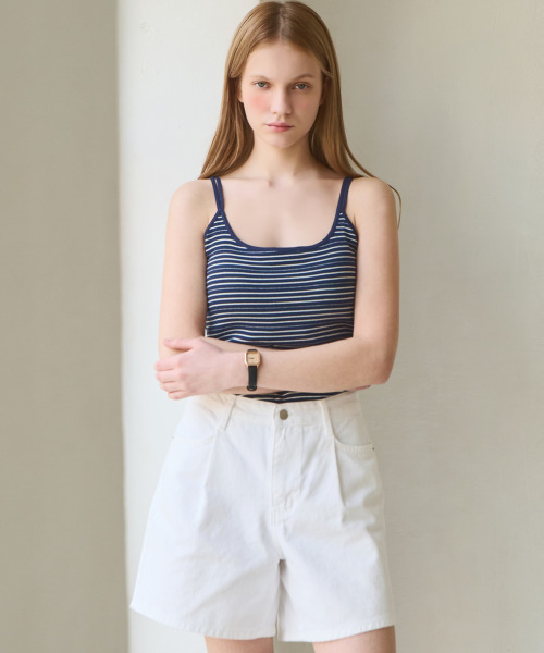 SLOWLOLLI(スローローリ)の「Daily fit cami top_4 Colors(Tシャツ/カットソー・レディース・アイボリー/ブラック/ライトグレー/ネイビー・FREE)」の6枚目の写真