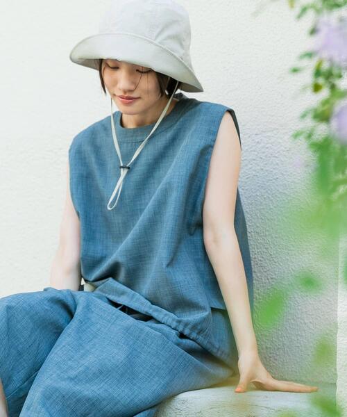 EKAL(エカル)の「『UR TECH DRYLUXE』ハイツイストフレンチスリーブブラウス(シャツ/ブラウス・レディース・ネイビー/ブルー系その他/グレー・ONE)」の3枚目の写真