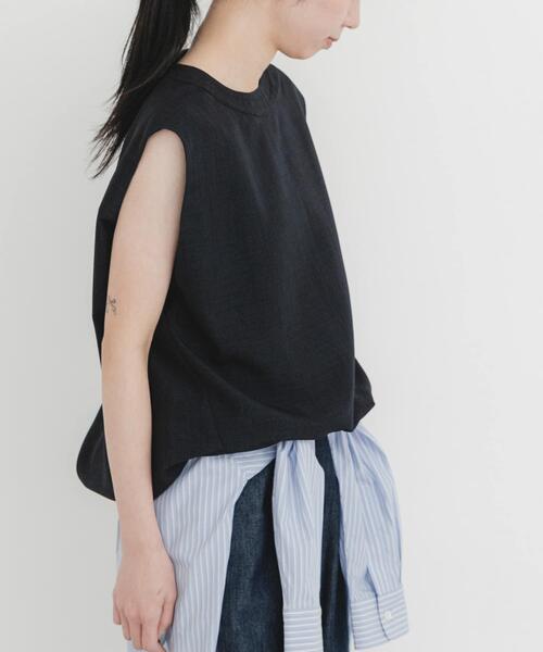 EKAL(エカル)の「『UR TECH DRYLUXE』ハイツイストフレンチスリーブブラウス(シャツ/ブラウス・レディース・ネイビー/ブルー系その他/グレー・ONE)」の14枚目の写真