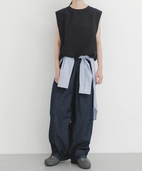 EKAL(エカル)の「『UR TECH DRYLUXE』ハイツイストフレンチスリーブブラウス(シャツ/ブラウス・レディース・ネイビー/ブルー系その他/グレー・ONE)」の16枚目の写真