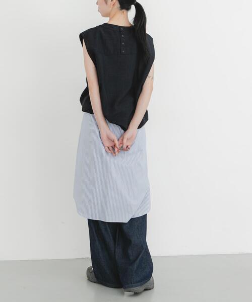 EKAL(エカル)の「『UR TECH DRYLUXE』ハイツイストフレンチスリーブブラウス(シャツ/ブラウス・レディース・ネイビー/ブルー系その他/グレー・ONE)」の17枚目の写真