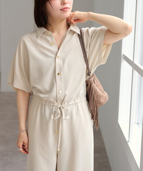 U by SPICK&SPAN(ユーバイスピックアンドスパン)の「フィブリルオールインワン(つなぎ/オールインワン・レディース・ベージュ/ネイビー・36/38)」の9枚目の写真