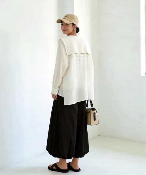 Sew loop(ソーループ)の「セーラーカラーシアー長袖カーディガン(カーディガン/ボレロ・レディース・ワインレッド/ブラック・FREE)」の15枚目の写真