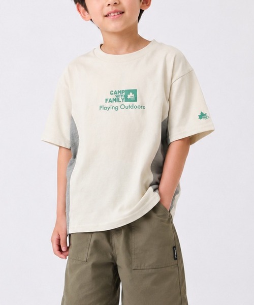 LOGOS（ロゴス）の「【30】〔LOGOS/ロゴス〕ドライコットン アソートデザイン クルーネック半袖Tシャツ 吸水速乾（Tシャツ/カットソー・キッズ・ベージュ系2/グリーン系1/ブラック系1/ブラック系2・140/130/160/150）」の3枚目の写真