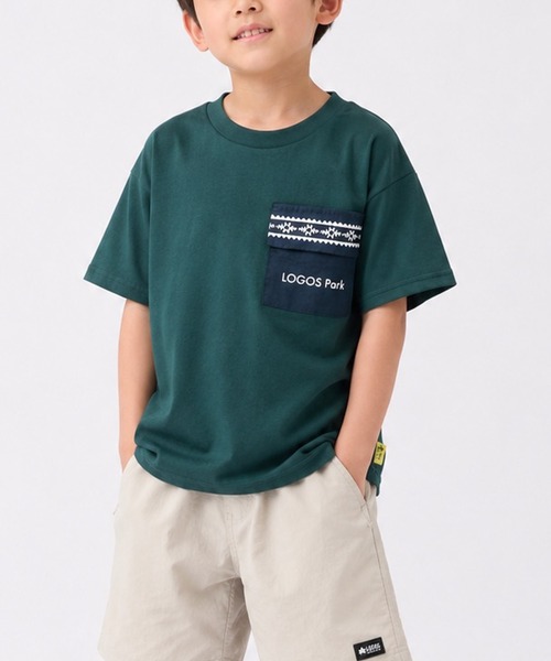 LOGOS（ロゴス）の「【30】〔LOGOS/ロゴス〕ドライコットン アソートデザイン クルーネック半袖Tシャツ 吸水速乾（Tシャツ/カットソー・キッズ・ベージュ系2/グリーン系1/ブラック系1/ブラック系2・140/130/160/150）」の4枚目の写真
