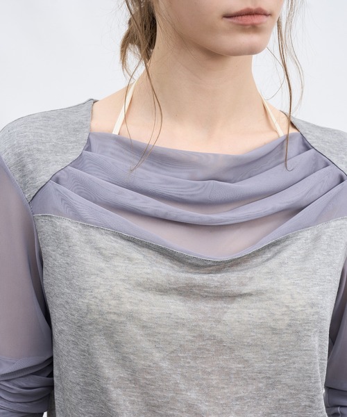 tageechita(タジチタ)の「【tageechita】ドレープデザイン シアートップス(Tシャツ/カットソー・レディース・アイボリー/グレー・L/M/S)」の21枚目の写真