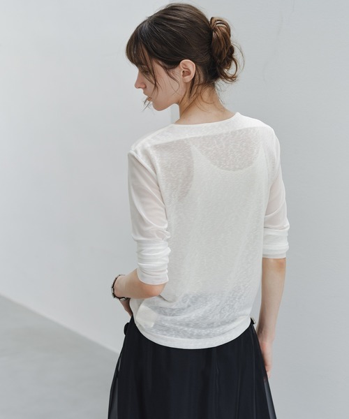 tageechita(タジチタ)の「【tageechita】ドレープデザイン シアートップス(Tシャツ/カットソー・レディース・アイボリー/グレー・L/M/S)」の12枚目の写真