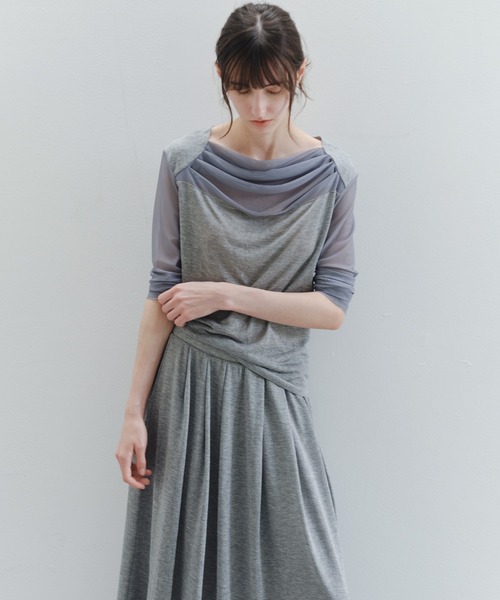 tageechita(タジチタ)の「【tageechita】ドレープデザイン シアートップス(Tシャツ/カットソー・レディース・アイボリー/グレー・L/M/S)」の16枚目の写真