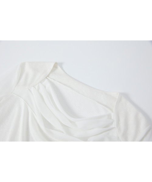 tageechita(タジチタ)の「【tageechita】ドレープデザイン シアートップス(Tシャツ/カットソー・レディース・アイボリー/グレー・L/M/S)」の6枚目の写真
