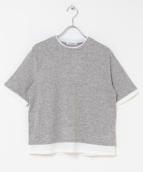 FORK&SPOON（フォークアンドスプーン）の「FORK&SPOON　レイヤードTシャツ（Tシャツ/カットソー・レディース・グレー/ブラウン・1）」の7枚目の写真