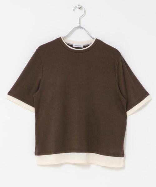 FORK&SPOON（フォークアンドスプーン）の「FORK&SPOON　レイヤードTシャツ（Tシャツ/カットソー・レディース・グレー/ブラウン・1）」の9枚目の写真