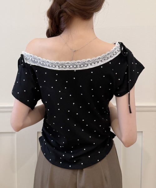 Ada.(エイダ)の「バレエコア ショルダー リボン レース ドット カットソー(Tシャツ/カットソー・レディース・ホワイト/ベージュ/ブラック/ブルー・FREE)」の20枚目の写真