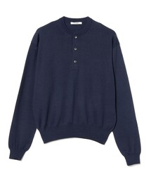 【別注】SLOANE / 14ゲージ ウール ヘンリーネック ニット