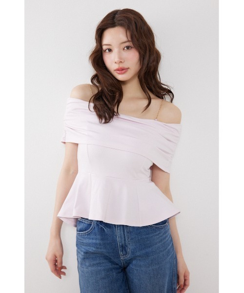 rienda(リエンダ)の「リボンディティールトップス 夏服(Tシャツ/カットソー・レディース・ライトピンク/ライトブルー/ブラック・FREE)」の3枚目の写真