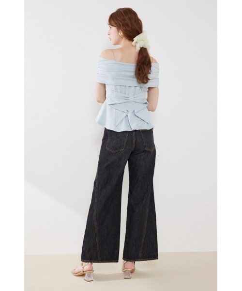 rienda(リエンダ)の「リボンディティールトップス 夏服(Tシャツ/カットソー・レディース・ライトピンク/ライトブルー/ブラック・FREE)」の12枚目の写真