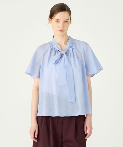 BALLSEY(ボールジィ)の「クールローン フリルボウタイブラウス(シャツ/ブラウス・レディース・ネイビー/ライトパープル・36)」の5枚目の写真