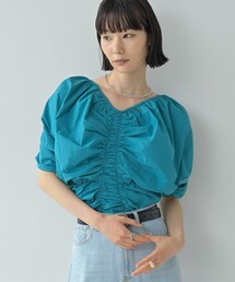 シャーリングオフショルブラウス