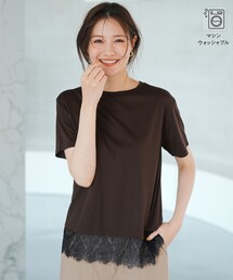 裾レース半袖Tシャツ