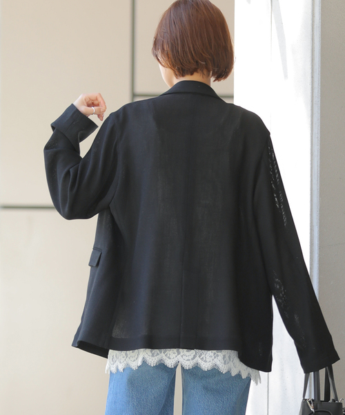 JOURNAL STANDARD relume（ジャーナルスタンダード　レリューム）の「《追加》［防シワ/手洗い可］ドライスラブテーラードジャケット（テーラードジャケット・レディース・ブラック/ブラック系その他・FREE）」の10枚目の写真