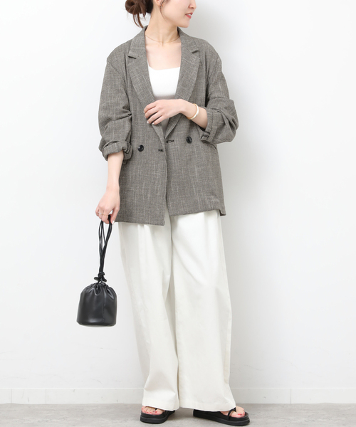 JOURNAL STANDARD relume（ジャーナルスタンダード　レリューム）の「《追加》［防シワ/手洗い可］ドライスラブテーラードジャケット（テーラードジャケット・レディース・ブラック/ブラック系その他・FREE）」の11枚目の写真